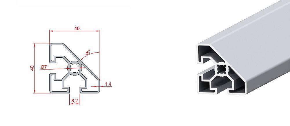 40x40 45° DERECELİ PROFİL